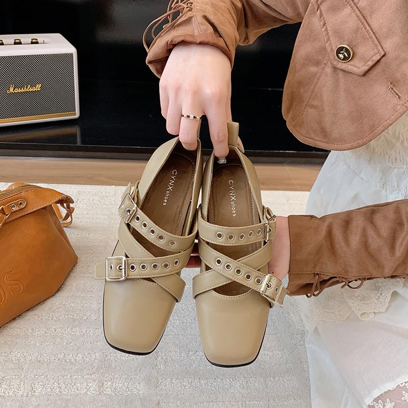 

Мода Корейская Мода Квадратный Носок Ремешок на Одно Слово Мэри Джейн Одинарная Обувь Женская 2025 Новая Универсальная Ретро 40
