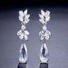 925 Sterling Silver Flower Long Drop Earrings for Women Fresh Elegant Wedding Band Jewelry Trendy Attractive Party Accessories