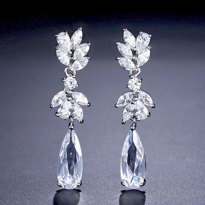 

925 Sterling Silver Flower Long Drop Earrings for Women Fresh Elegant Wedding Band Jewelry Trendy Attractive Party Accessories