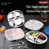 Kids' Cartoon 304 Stainless Steel Divided Dinner Plate with Four Deep Compartments, Ideal for Kindergarten and Primary School Students.