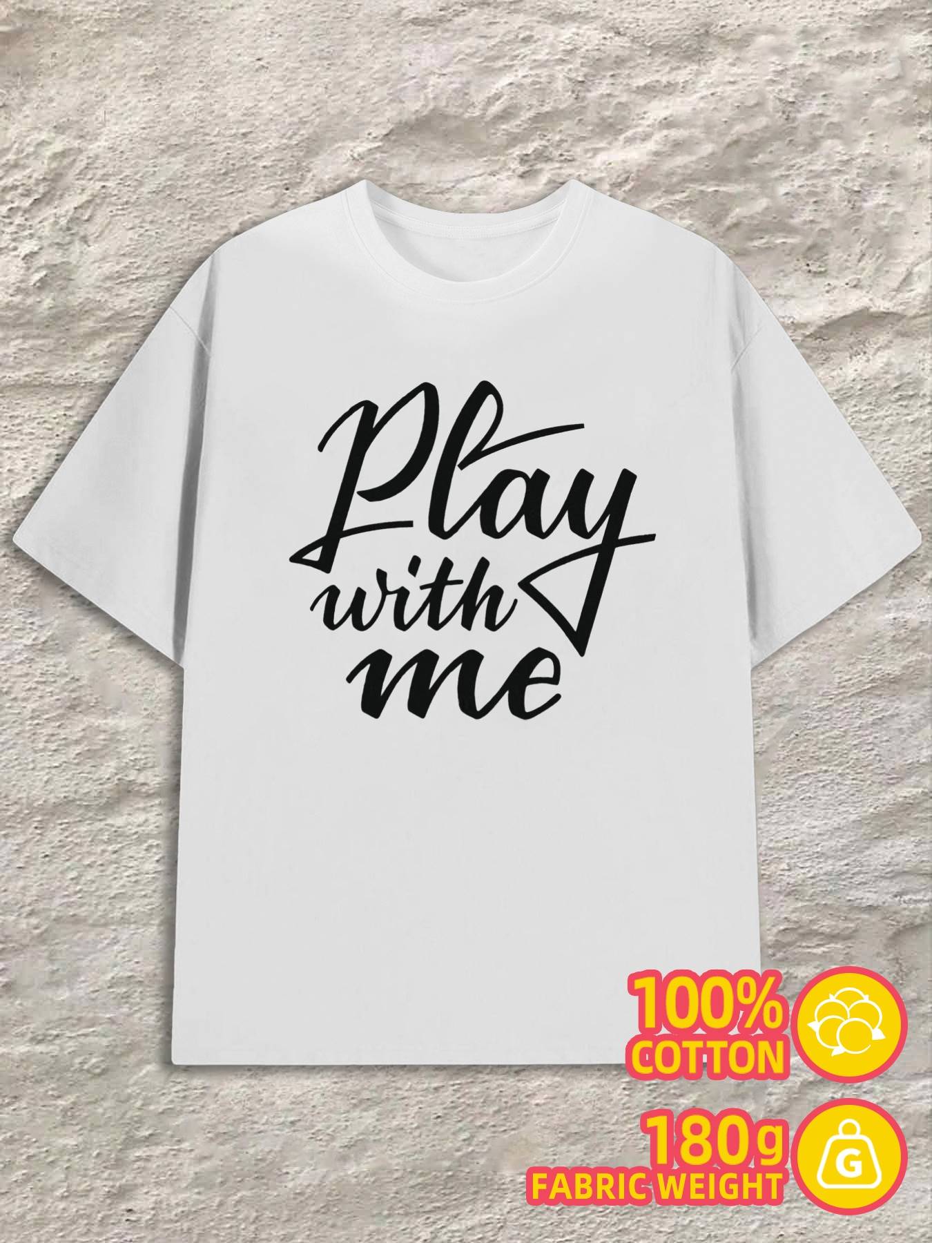 Men s T-Shirt Y2K Play with Me Shirts White Regular Fit 4XL