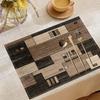 Modern Geometric Wood Grain Placemat Simple Waterproof Dining Table Mat Light Luxury Insulated Placemat