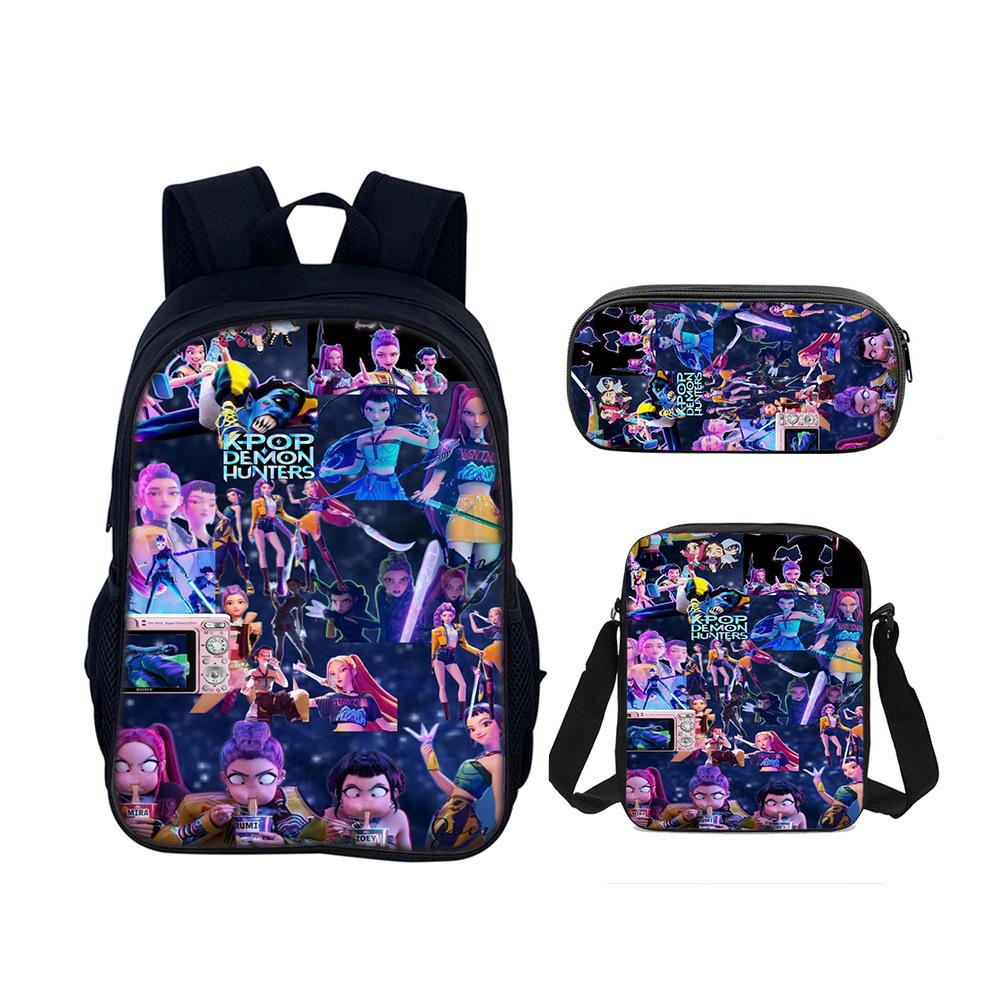 Kpop Demon Hunters Student School Bag Satchel Pencil Case Three-Piece Set Demon Hunters Backpack Set