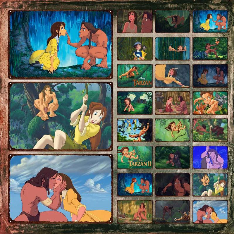 Tarzan Metal Poster Classic Animated Films Vintage Tin Sign Plate Metal Plaque Wall Art Stickers For Room Decor