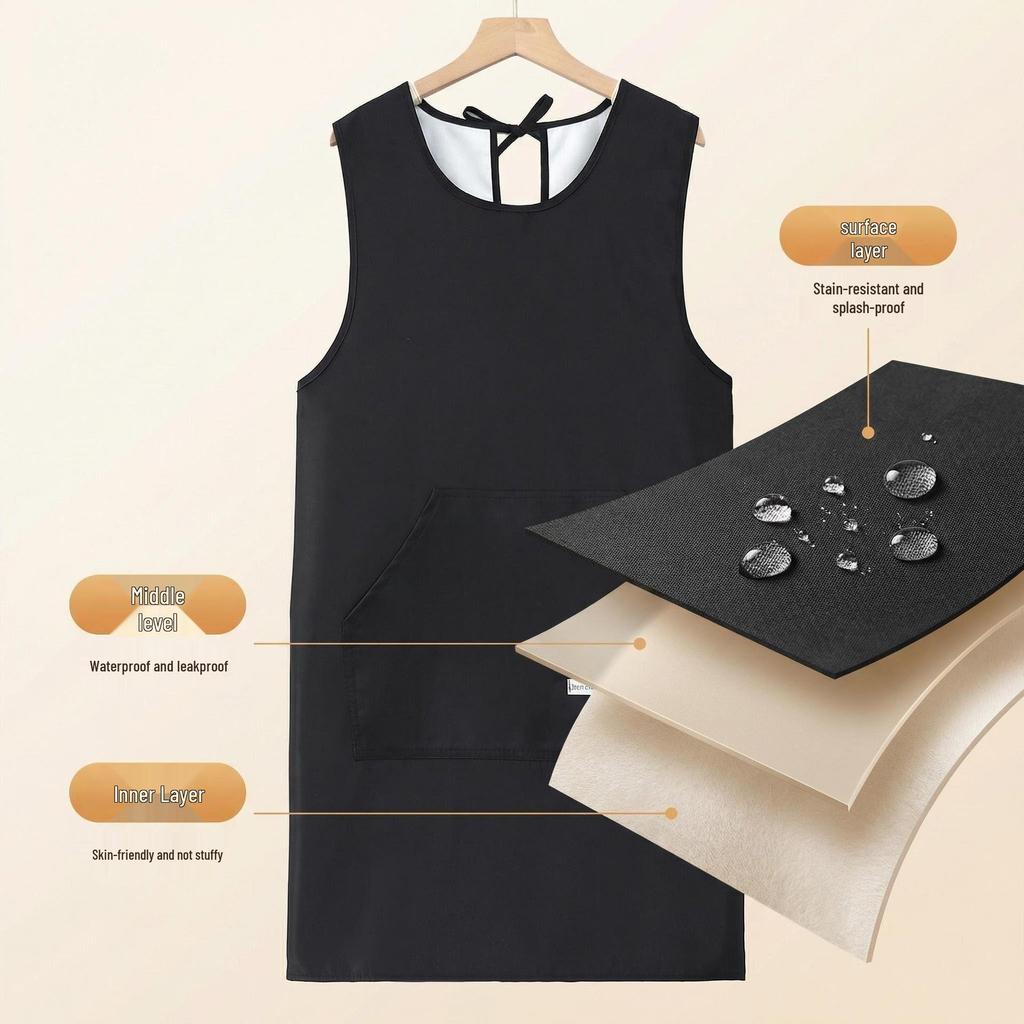 Waterproof Oil-Proof Sleeveless Kitchen Apron for Women - Fashionable and Breathable