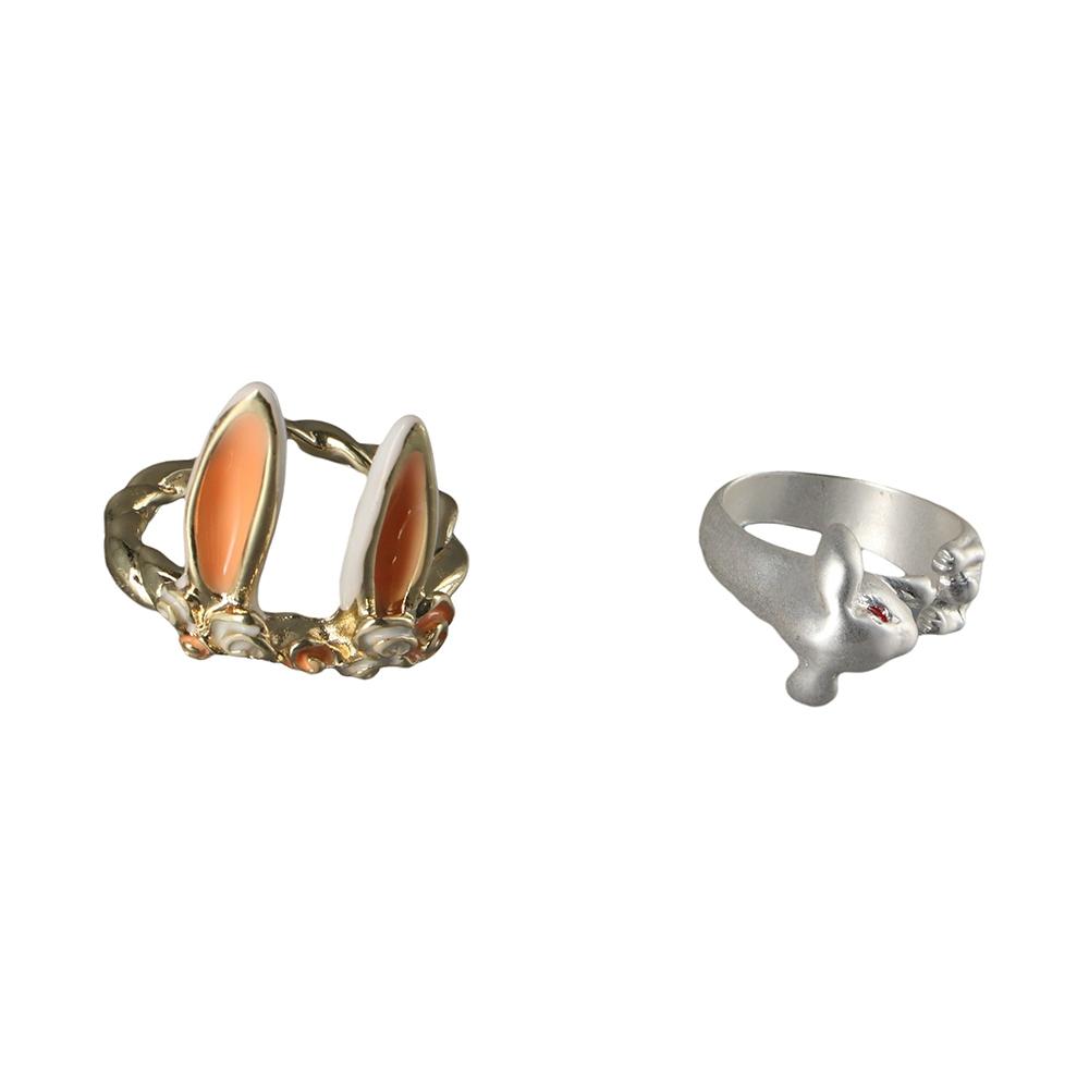 

Cute Kids Bunny Ears Animal Girl Korean Style Rings Women Opening Rings Rabbit Ring Adjustable Ring #2