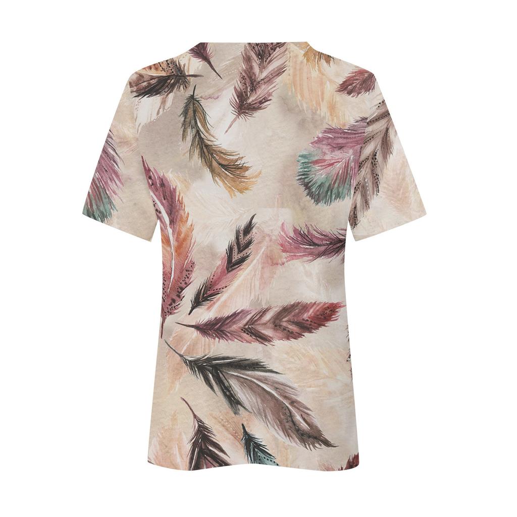 (Spicy chicken)Women's Shirt Blouse Button Vintage  Print Short Sleeve Casual Basic Top Pullover