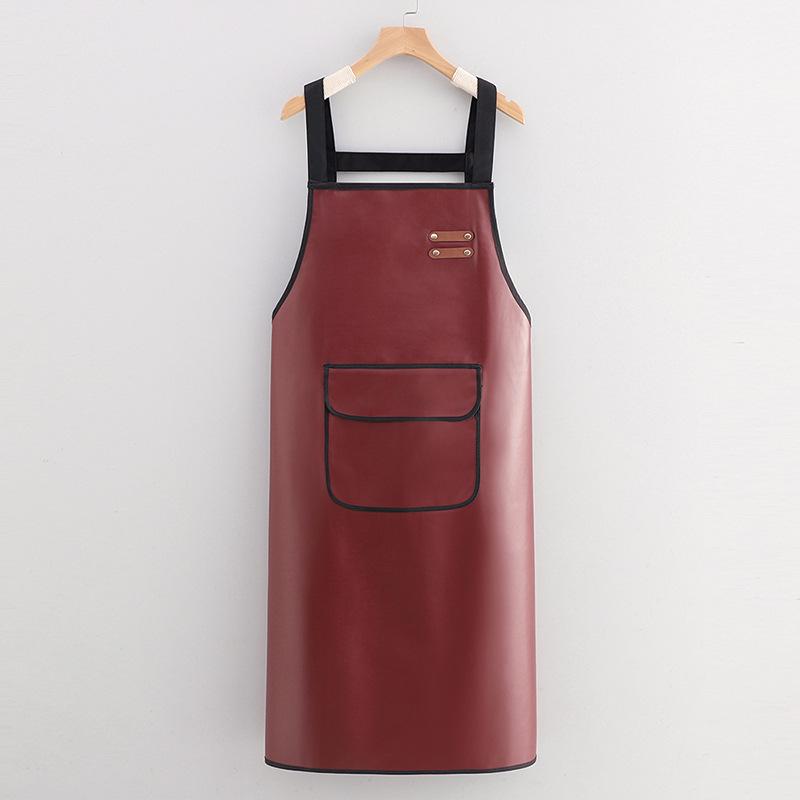 Waterproof PU Leather Apron for Kitchen & Catering - Oil-Proof, Custom Logo, Unisex Design