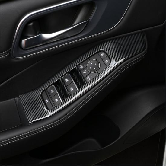 Carbon Fiber Inner Window Switch Panel Cover Trim For Nissan Rogue -2024