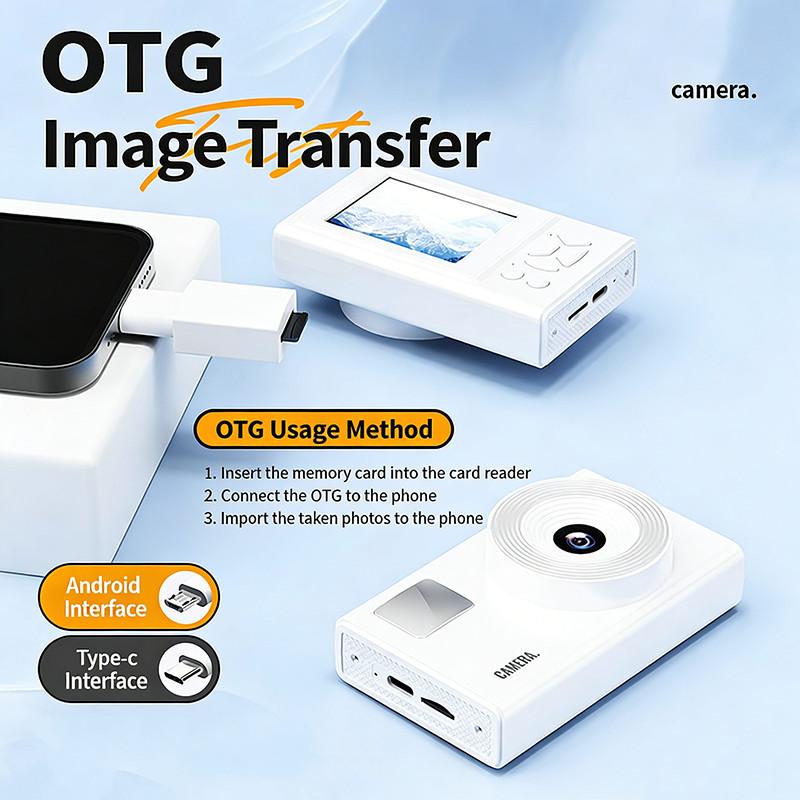 1080P HD Digital Camera 44MP Compact Vlog Camera with 3-Color Fill Light 16X Zoom OTG Transfer Pocket Camera