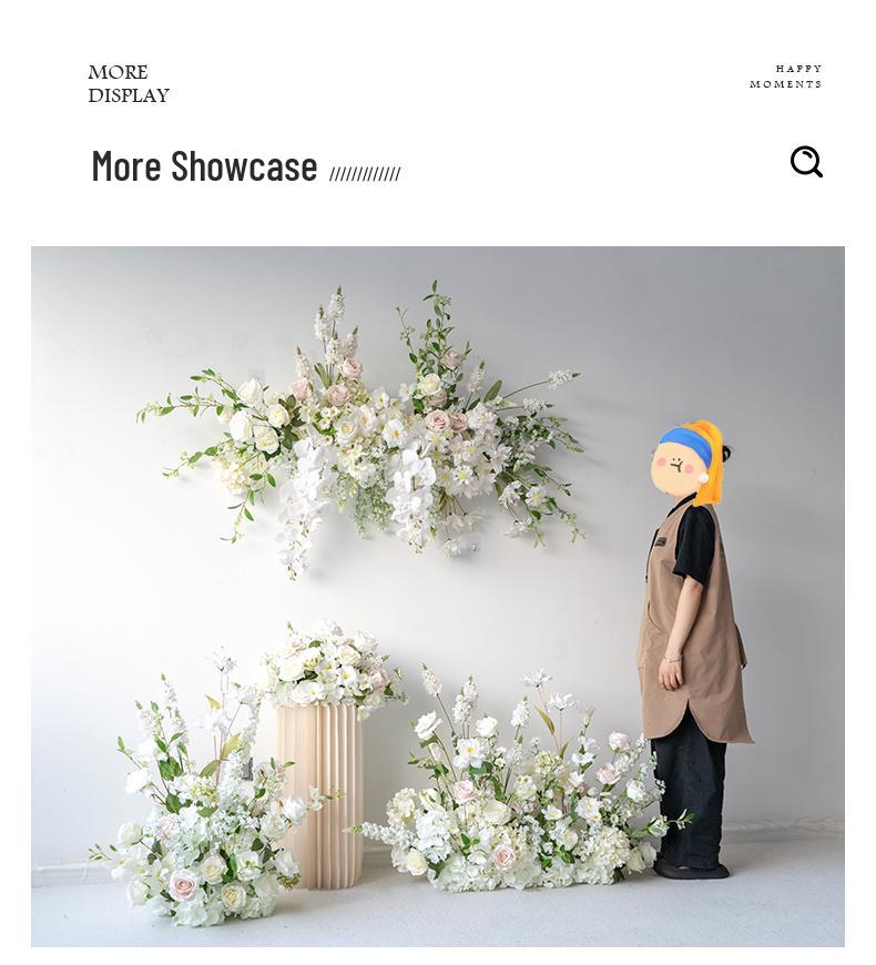 White Wedding Floral Art Wall Hanging Decoration - Artificial Flowers for Outdoor Event and Ceremony Background Arrangement