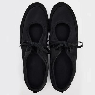Autumn Outside Women Ballet Flats Lace Up Black Satin Shallow Casual Loafers Comfortable Soft Sole  Ladies Shoes
