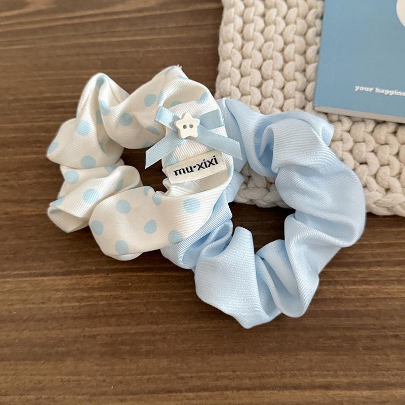 Korean Dot Print Hair Ropes Scrunchies Headband Girls Elegant Elastic Rubber Band Hair Loop Tie for Women Ponytail Hair Ornament