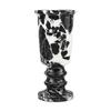Roman Column Style Pedestal Vase Marbled Pattern Cylindrical Marble with Flared Rims Black and