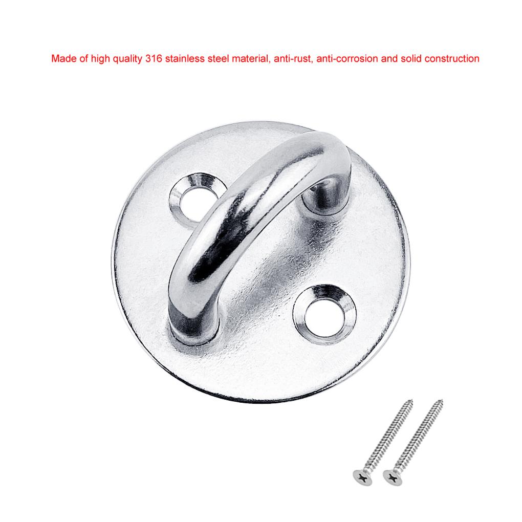 2Pcs Eye Pad Plate Stainless Steel Round U-Shaped Hanging Hooks with Screws Hardware Suspension Training Straps