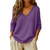 Women's Casual V-Neck Sweater Long Sleeve Loose Fit Color Knit Top