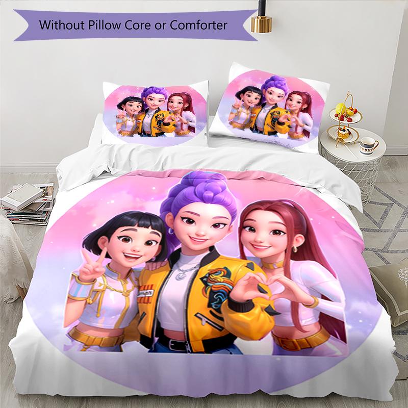 Set di biancheria da letto Kpop Hunter7 da 3 pezzi, set copripiumino include copripiumino e federe, decorazione perfetta per la camera da letto per tutte le stagioni e regalo