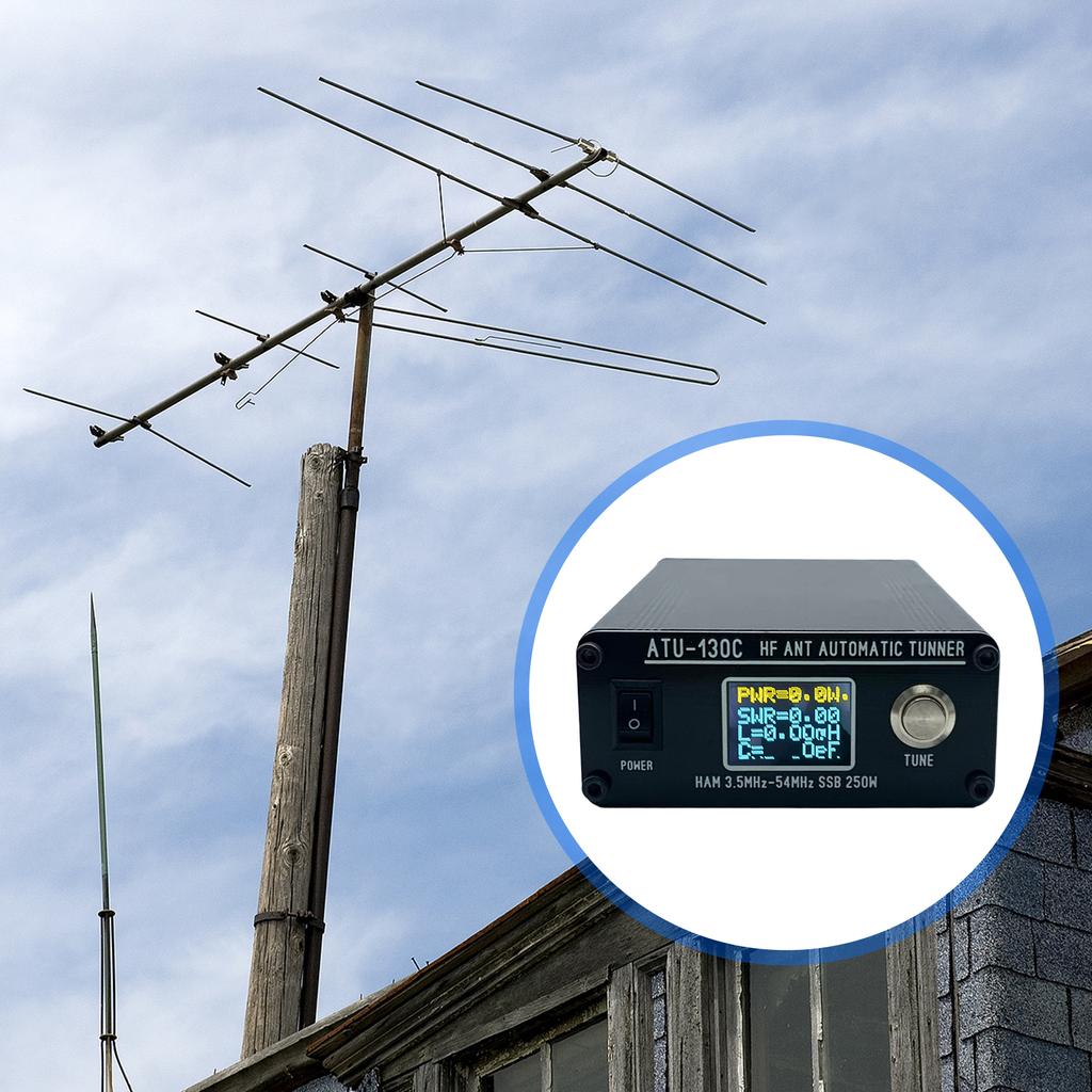 ATU130 3.5-54MHz 250W HF Automatic Antenna Tuner Mini Antenna Tuner Miniature Automatic Antenna Tuner for Home