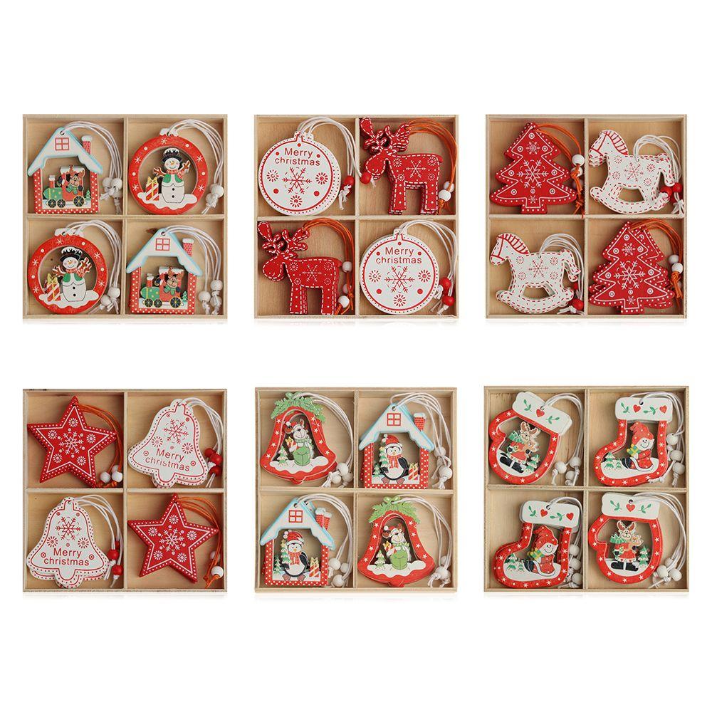 Pendant Kids Gifts Christmas Tree Decoration Xmas Hanging Snowman/Elk/Santa Claus Wooden Ornaments