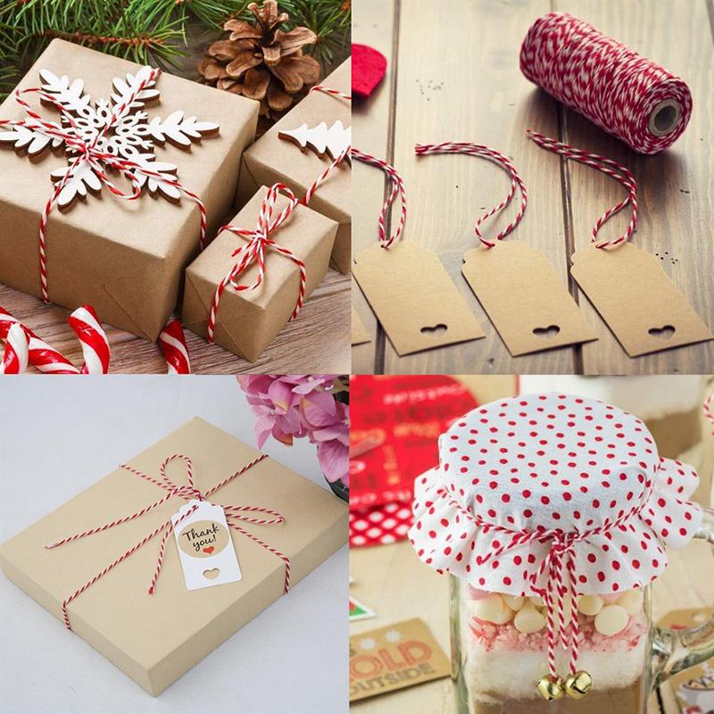 100M/Roll Cotton Bakers Motouz Provázek Šňůra Vánoční dárkové balení Decor Craft