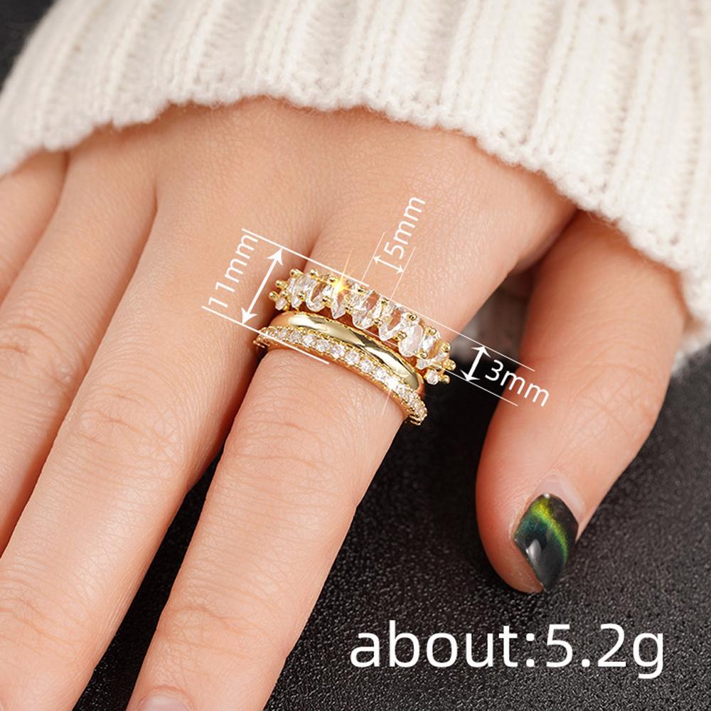 3PCS Stackable Gold Rings for Women, Non Tarnish Dainty Cubic Zirconia Rings, 14K Gold Plated Minimalist Wedding Band Rings Set