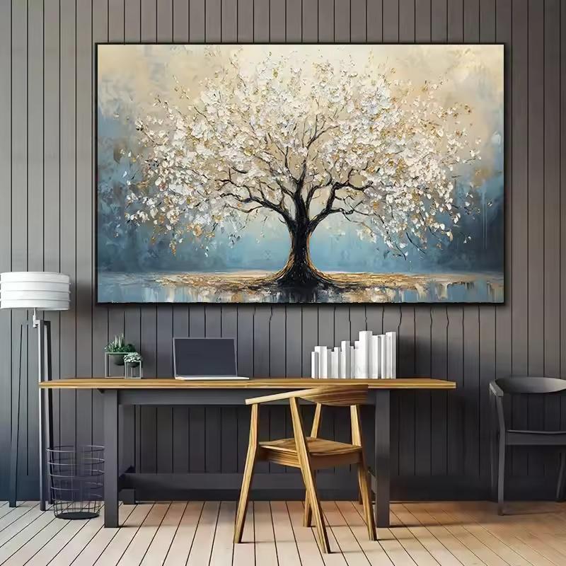 Large Texture Abstract Tree Canvas Painting Modern Landscape Wall Art  Tree of Life Posters and Prints for Living Room Decor