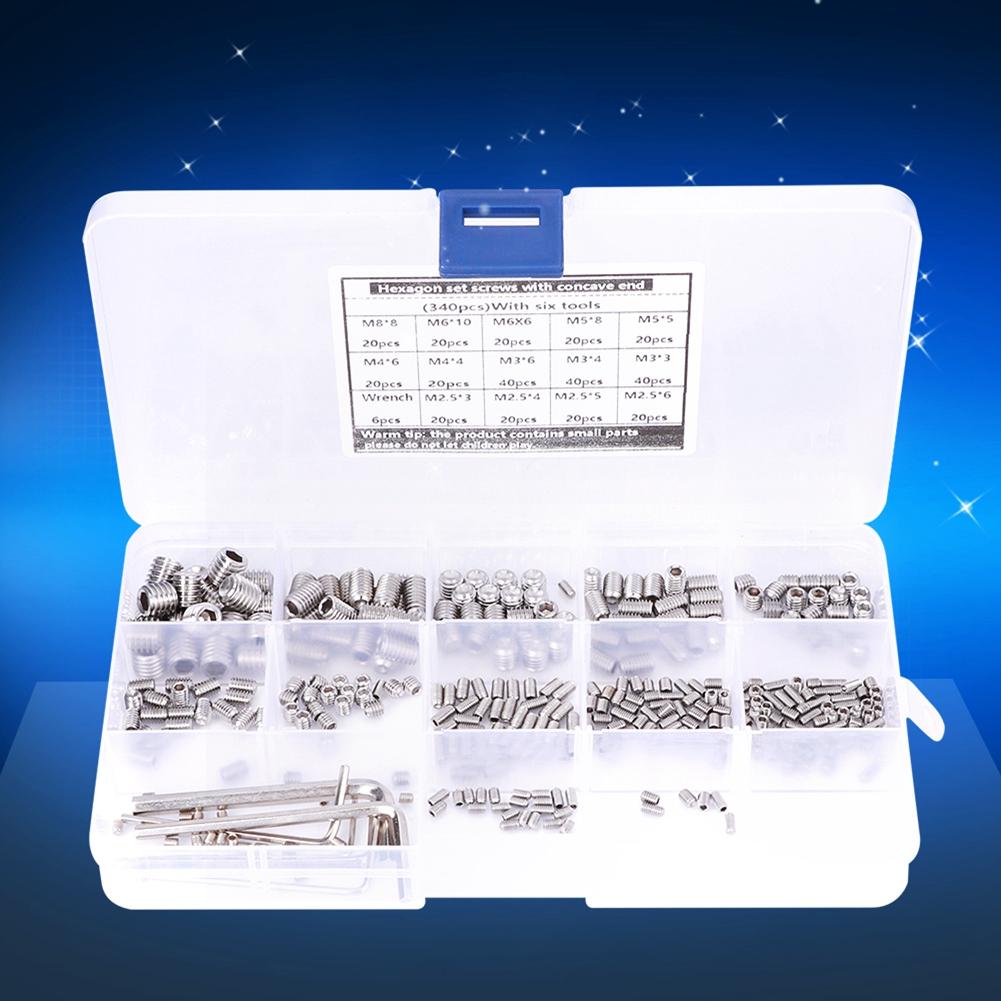 

Набор из 340 шт. установочных винтов из нержавеющей стали 304, концевой шестигранник, машинный, 6 ключей, аппаратные детали
