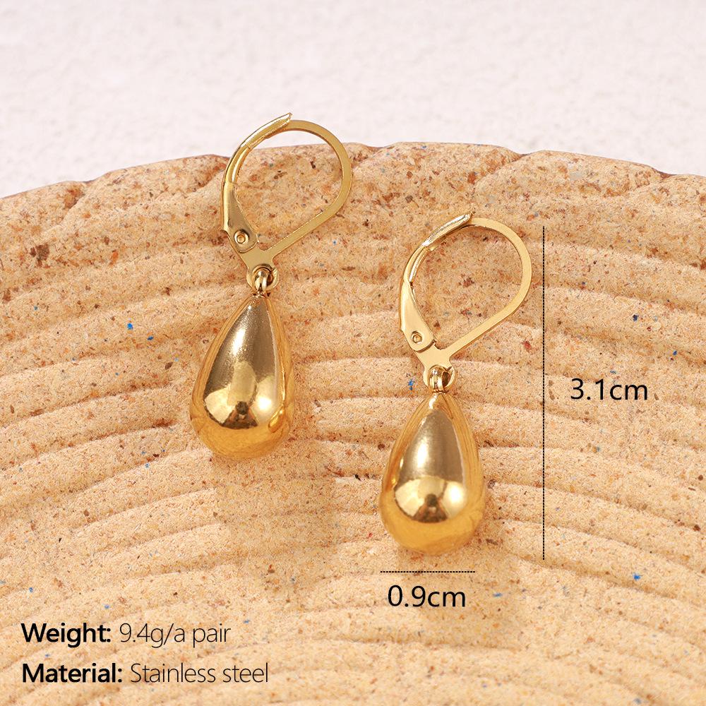 Einfache Wassertropfen-Ohrringe: High-End Metallstil, Leichter Luxus Retro Edelstahl Mode für Damen
