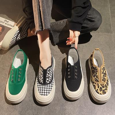 Tide Shoes Single Shoes Casual Lazy Versatile Canvas Shoes Women's Thick Soles One Pedal Thin New Board Spring and Autumn 2025