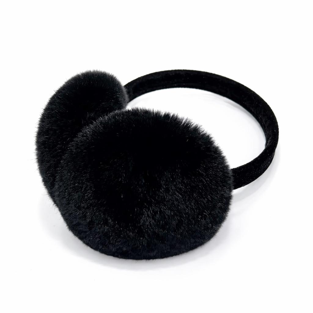 Women's Winter Plush Oversized Ear Muffs Heat-Transfer Printed New Popular Cute Rabbit Fur for Girls Warm and Stylish