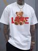 Love Bear Graphic Print Men's Luxury Cotton Short Sleeved T-shirt Summer Unisex Men's and Women's Street Fashion Clothing