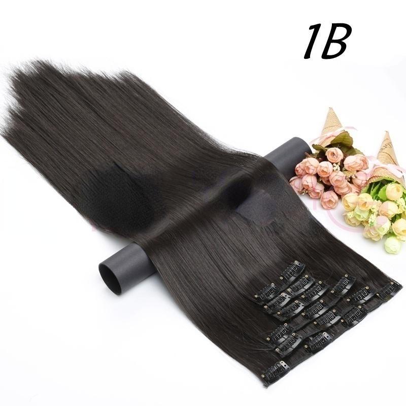 24 Inch Long Synthetic Hair 16 Clips Synthetic Fake False Hair Piece Clip In Hair Extension