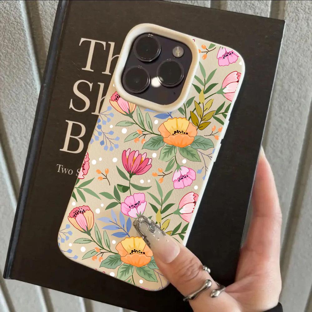 

INS Cool Flower Lily Luxury Lichee leather pattern Phone Case For Samsung S26 S25 S24 S23 S22 S21 S20 S10 Plus FE Ultra 4G 5G Samsung M15 5G