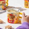 Personalized Ceramic Cup with Lid and Spoon Small Fries Creative Ceramic Cup High Value Large Capacity Cartoon Bear Mug