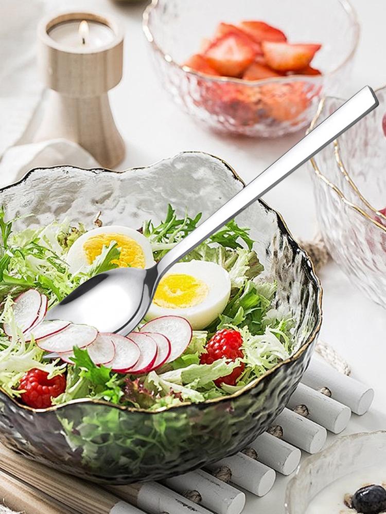 5Pcs Spork Stainless Steel Camping Tableware Multipurpose Portable Noodle Fork for Dessert Ice Cream Salad