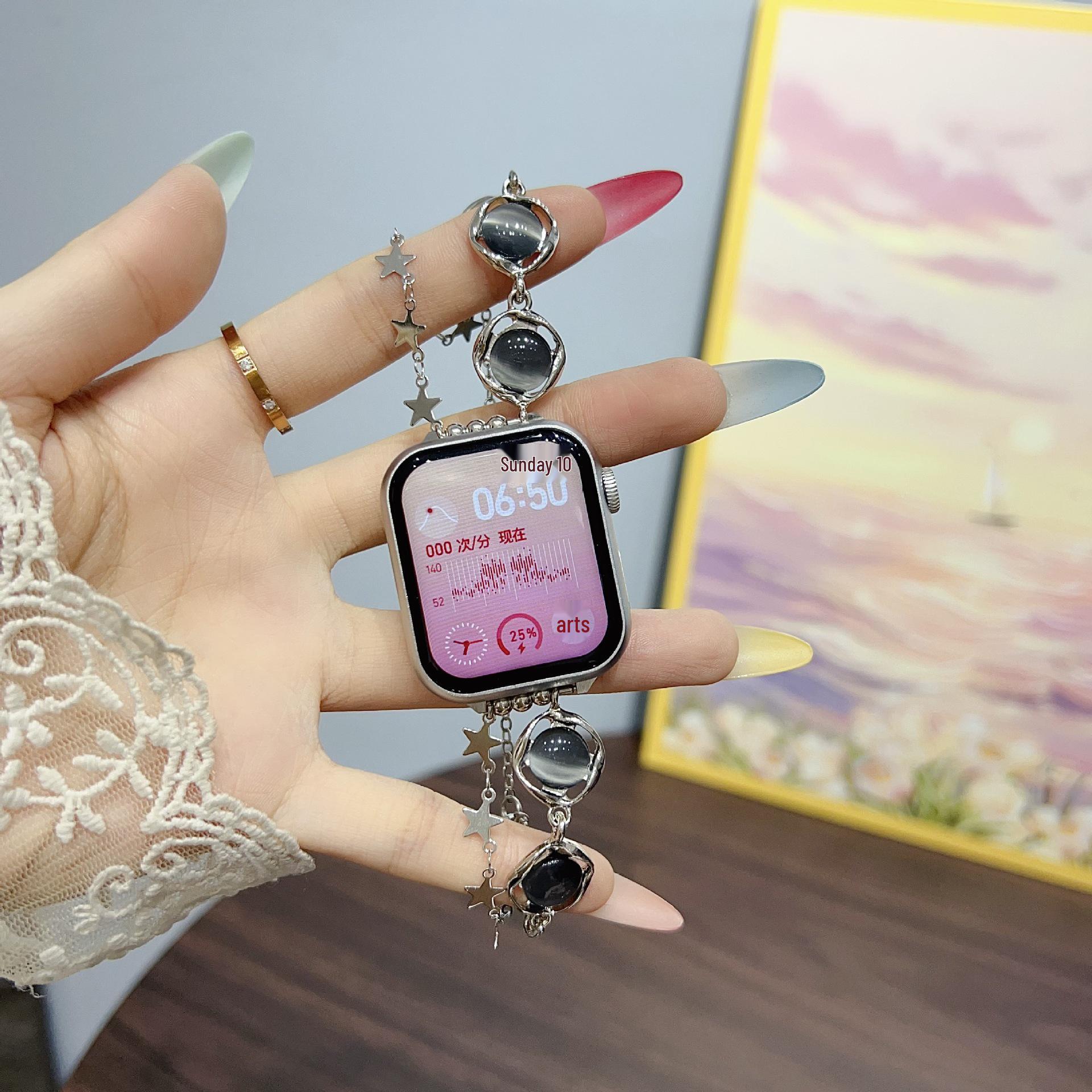 

Cat s Eye Star Bracelet Metal Band for Apple Watch (iWatch 9/8/7/6/5/4/SE) 42mm/44mm/45mm/49mm чорний