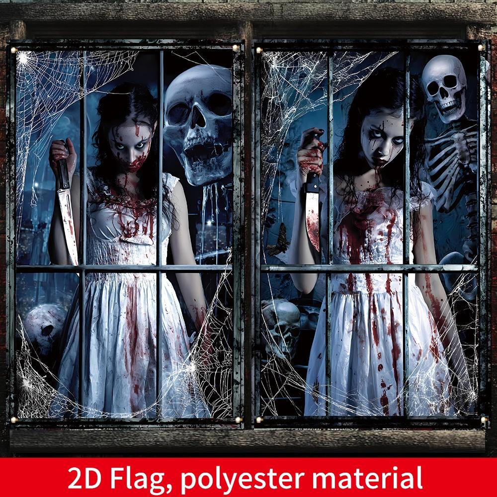 2D Banner 2 Halloween Banner Spooky For Home Indoor Outdoor Party Gift