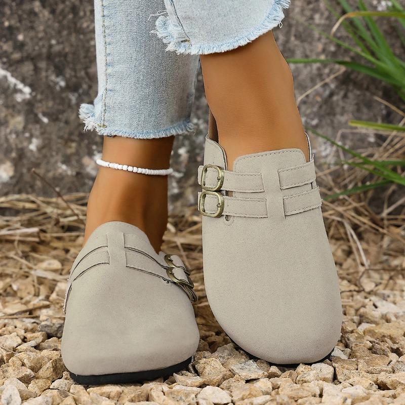 *Fashiable Round Toe Sexy and Comfortable Flat Shoes Spring and Summer New Baotou Elegant Casual Slippers for Women