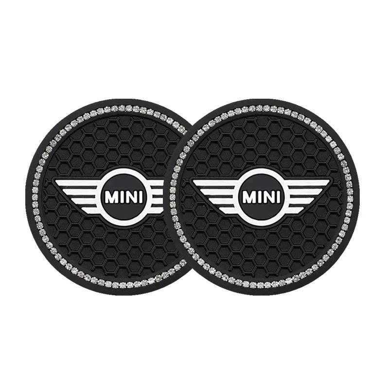 2Pcs Silicone Car Cup Mats Anti Noise Coaster Auto Accessories For MINI One Cooper JCW Countryman Clubman Cabrio Paceman Coupe uylez55
