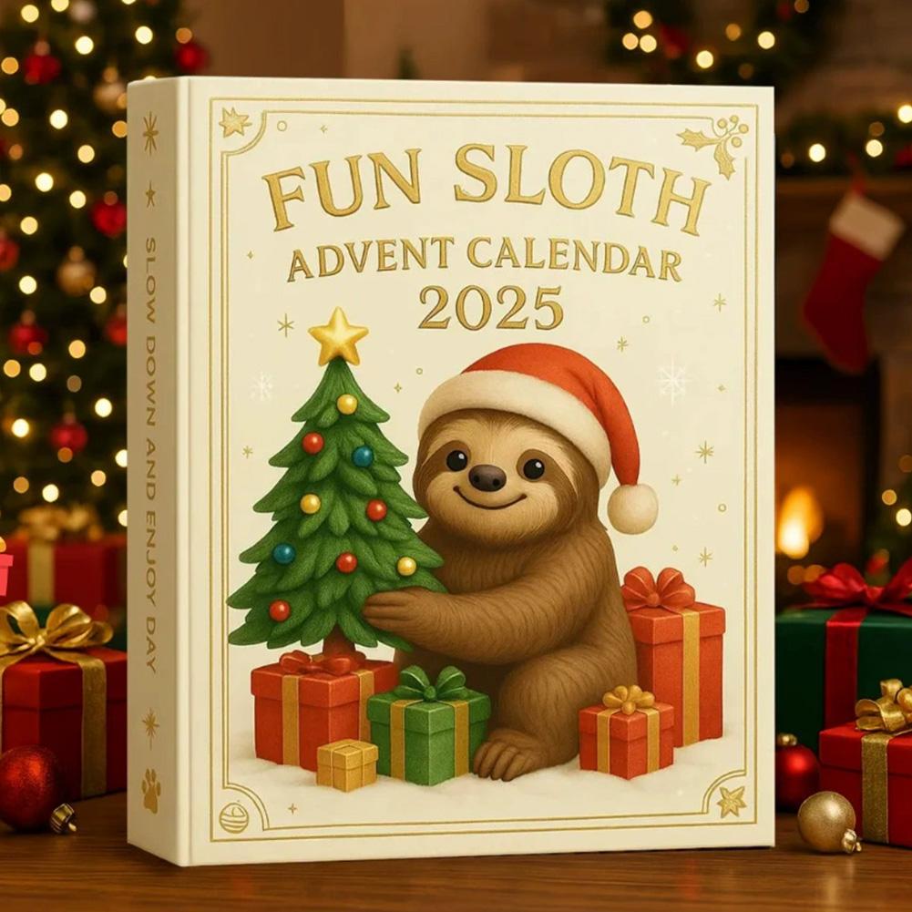 Fun Sloth Advent Calendar 2025 Cartoon Sloth 2D Flat Acrylic Pendant Christmas Surprise Blind Box Children's Gift