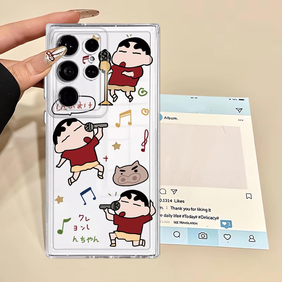 Case for Samsung Galaxy S22 FE S20 Plus S25 Edge S24 S21 S23 Ultra S26 Note 20 Ultra 10 Phone Cover Cute Crayons Shinchan
