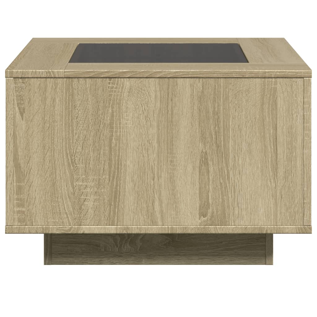LED Coffee Table in Sonoma Oak 60 x 60 x 40 cm Particleboard