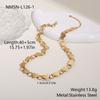 GEMCHIC Women's 18K Gold Plated Stainless Steel Heart Hollow Necklace Bracelet Set Geometric Chain Fashion Jewelry