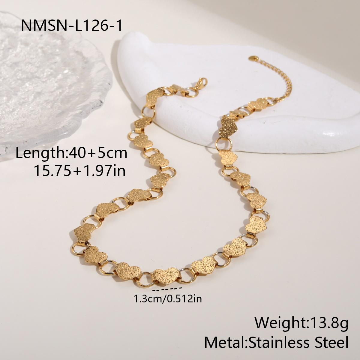 GEMCHIC Women s 18K Gold Plated Stainless Steel Heart Hollow Necklace Bracelet Set Geometric Chain Fashion Jewelry