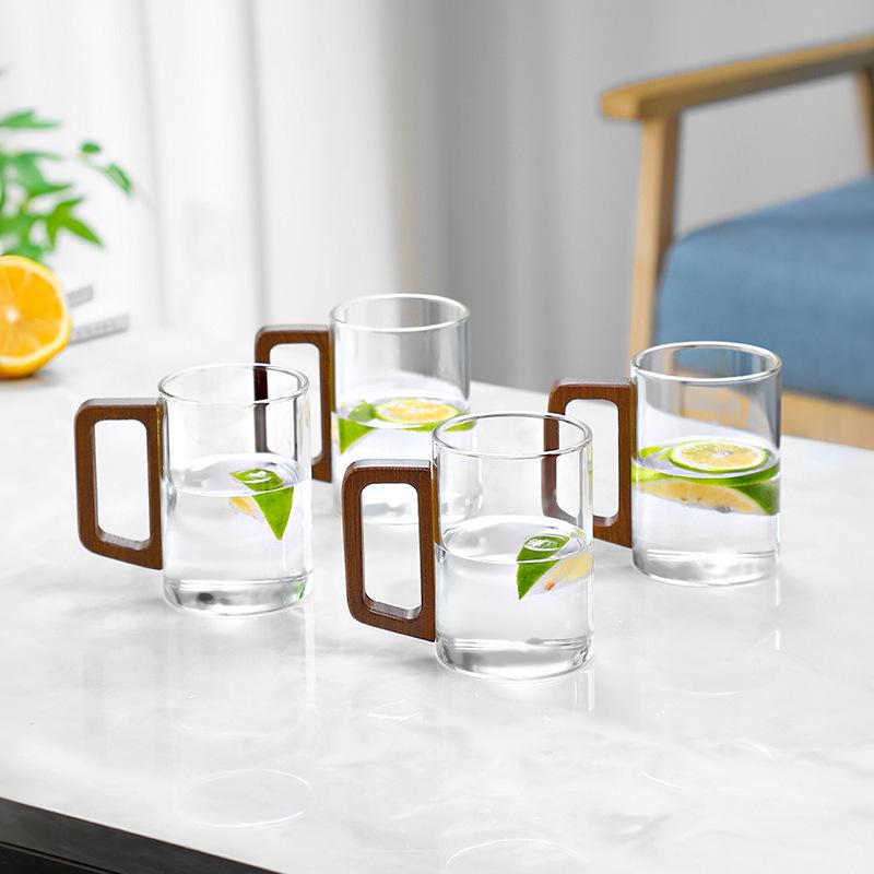 High-End Glass Tea & Water Cup Set with Handle - Luxurious Drinkware for Home and Office