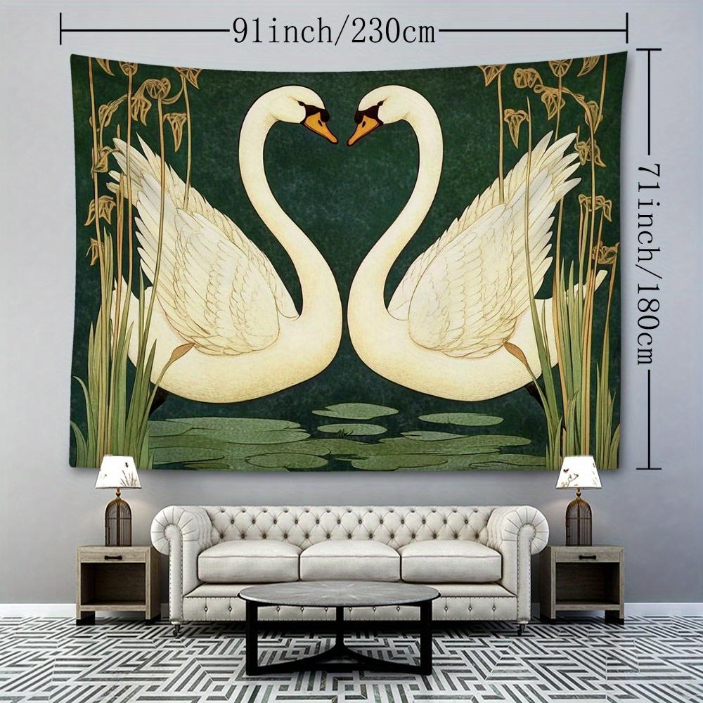 1pc Romantic Swan Pattern Tapestry, European Classic Style Bohemian Home Decor for Living Room or Bedroom, Holiday Gift with Free Installation Kit