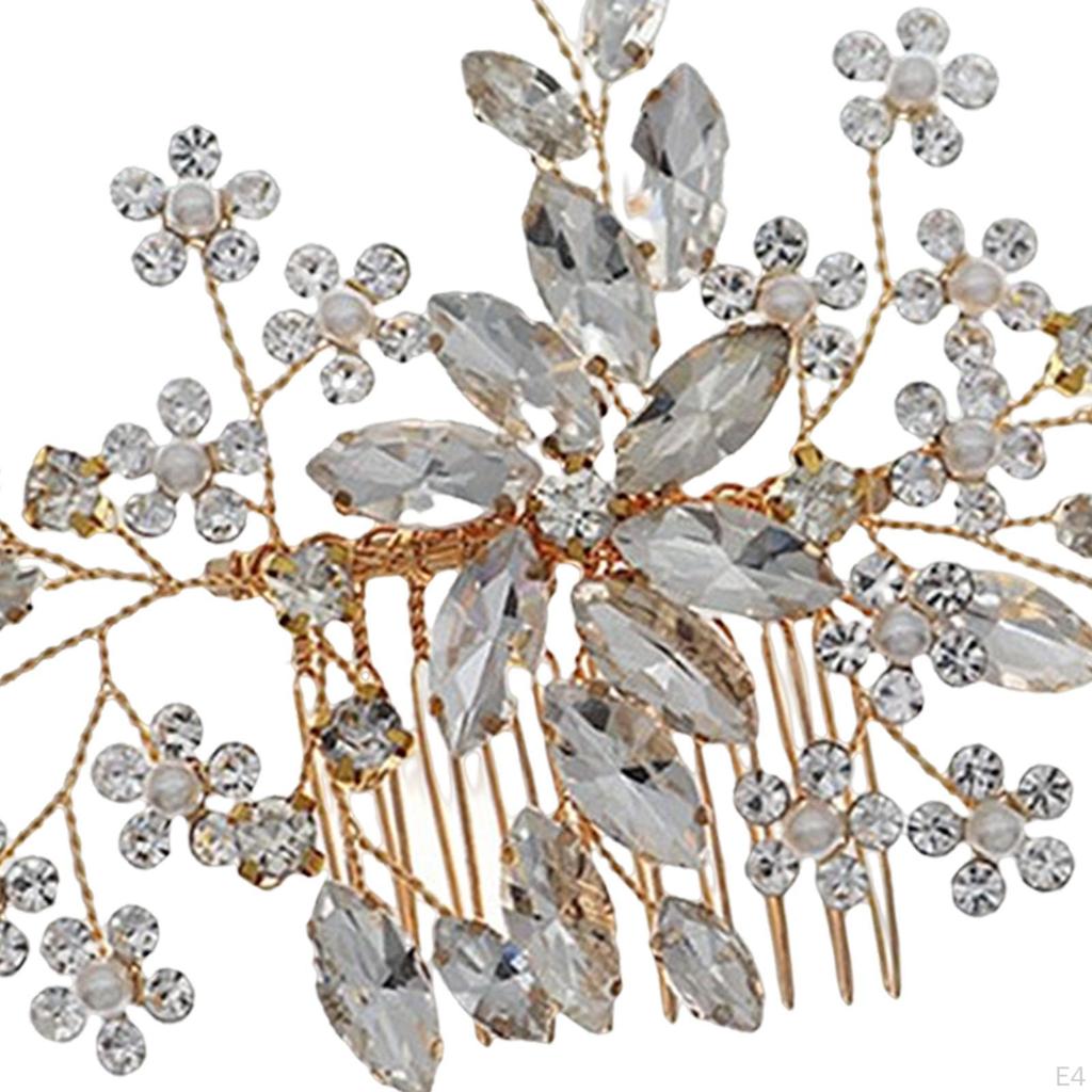 Crystal Rhinestone Bridal Hair Comb Handmade Sparkly Decorative Bridesmaids Girls Women Clip,
