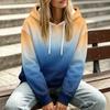 Women's Gradient Printed Long Sleeve Hoodie with Pocket and Casual Top