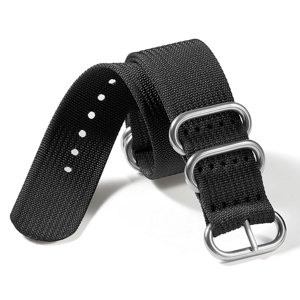 Weave Nylon Strap Gold Silver Black Ring Buckle Ribbed Watchband 18mm 20mm 22mm 24mm for Omega Military Braid Sport Men Bracelet