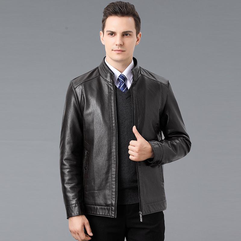 Pánská zimní bunda z pravé ovčí kůže s fleecovou podšívkou a kožešinovou lemovkou